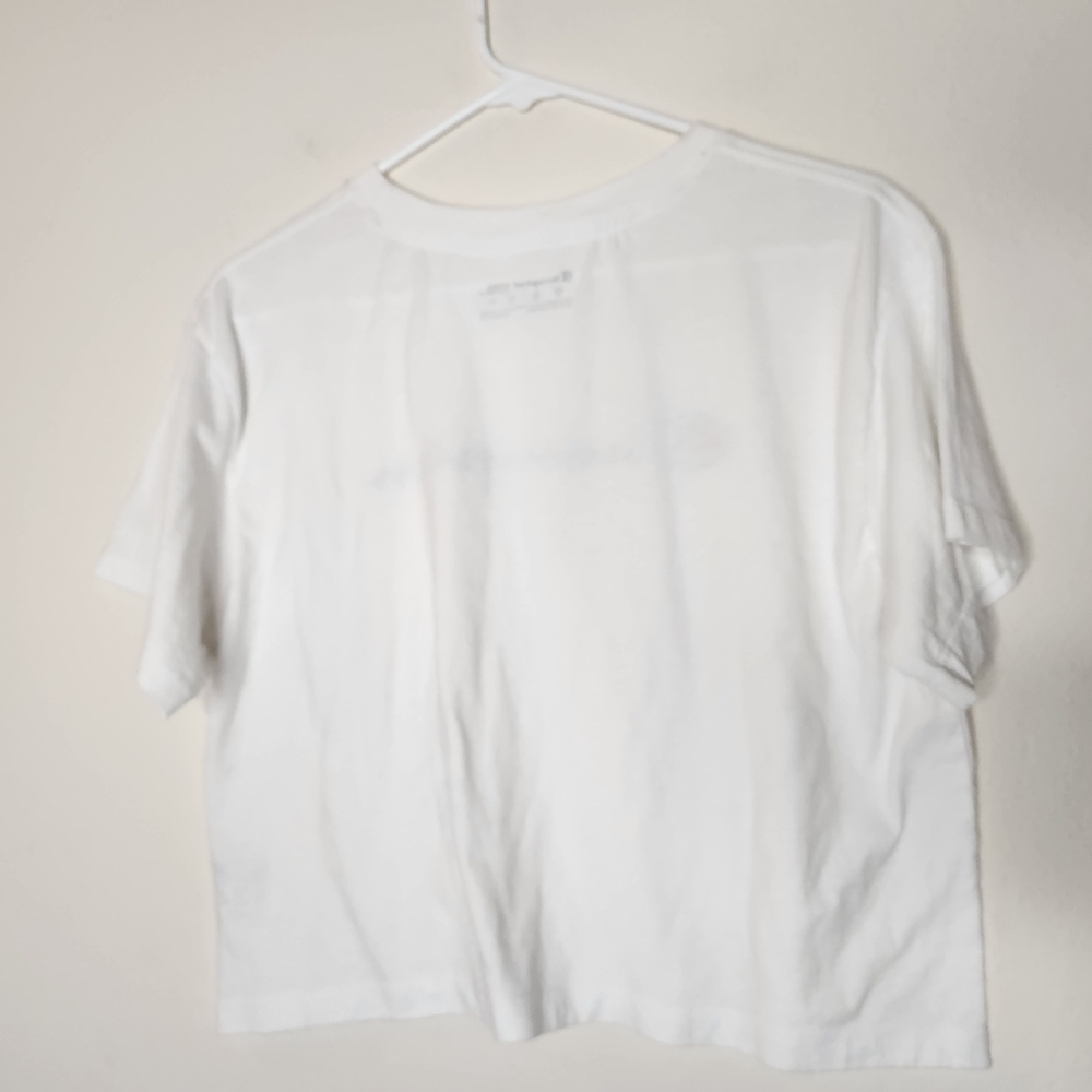 🖤 Champion Womens Medium Retro White Cropped Short Sleeve Top - Picture 3 of 4